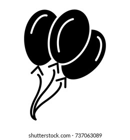balloons icon, vector illustration, black sign on isolated background