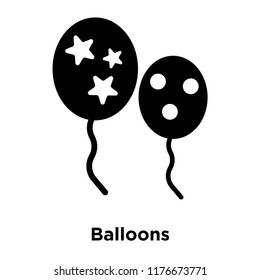 Balloons icon vector isolated on white background, logo concept of Balloons sign on transparent background, filled black symbol