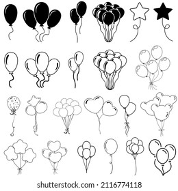 Balloons icon vector set. Birthday illustration sign collection. Celebration symbol. event logo.
