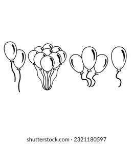 Balloons icon vector set. Birthday illustration sign collection. Celebration symbol. event logo.