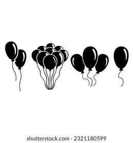 Balloons icon vector set. Birthday illustration sign collection. Celebration symbol. event logo.