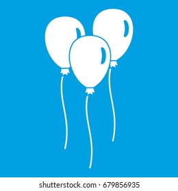 Balloons icon white isolated on blue background vector illustration