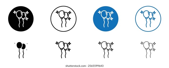 Balloons icons in black and blue colors