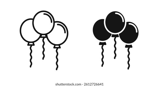 Balloons icons in black fill and line style