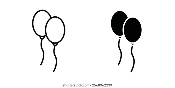 Balloons icons in black and white colors