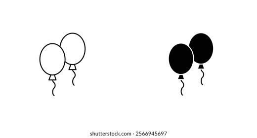 Balloons icons. black and white vector set.