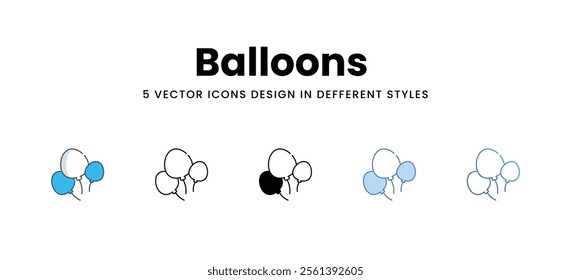 Balloons icons in different style vector stock illustration