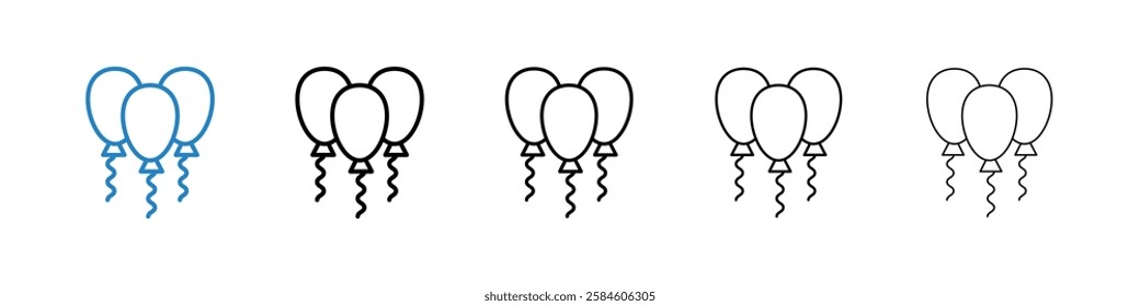 Balloons icons in five different stroke sizes