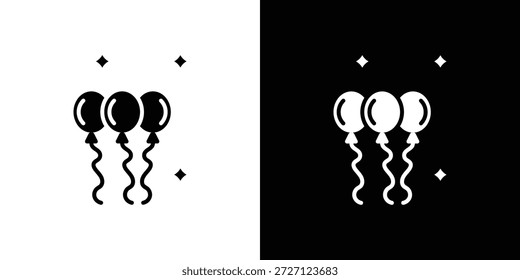 Balloons icons flat vector concept. Black and white illustrations
