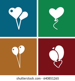 Balloons icons set. set of 4 balloons filled icons such as balloon, heart baloons