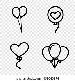 Balloons Icons Set. Set Of 4 Balloons Outline Icons Such As Balloon