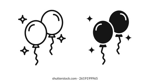 Balloons icons set in black colors on white background
