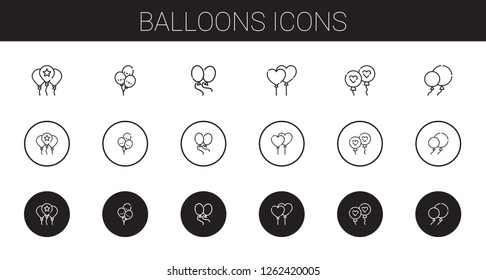 balloons icons set. Collection of balloons with balloon. Editable and scalable balloons icons.