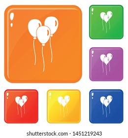 Balloons icons set collection vector 6 color isolated on white background