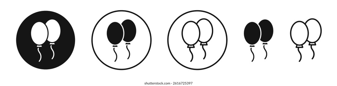 Balloons icons set in solid black and stroke line style