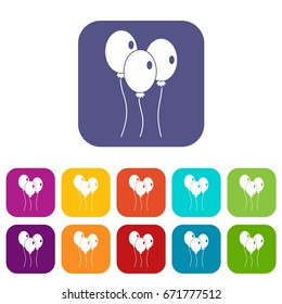 Balloons icons set vector illustration in flat style In colors red, blue, green and other