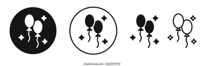 Balloons icons in solid black and outlined style