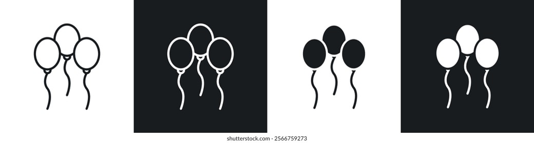 Balloons icons in Thin line black color. flat simple vector symbols illustration.