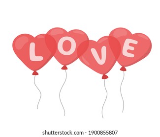 Balloons with the inscription love. Happy valentine's day. Vector illustration