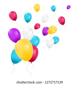 Balloons isolated. Color composition of vector realistic balloons. For Birthday greeting cards or other designs