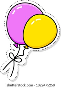 Balloons isolated icon on white background. Two colorful balloons. Flat style vector illustration