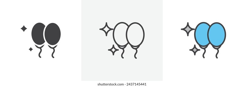 Balloons Isolated Line Icon Style Design. Simple Vector Illustration