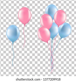 Balloons isolated on transparent background. Vector inflatable balls realistic style.