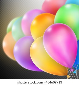 Balloons isolated on a white background floating upwards. Shallow Dof. EPS 10 vector file included