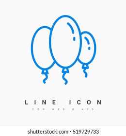 Balloons isolated single linear icon for websites and mobile minimalistic flat design.