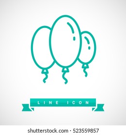Balloons isolated single linear icon for websites and mobile minimalistic flat design.