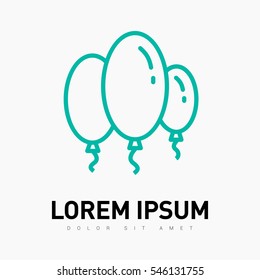 Balloons isolated single linear icon for websites and mobile minimalistic flat design.