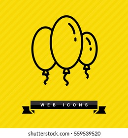 Balloons isolated single linear icon for websites and mobile minimalistic flat design.