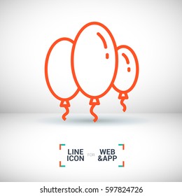 Balloons isolated single linear icon for websites and mobile minimalistic flat design.