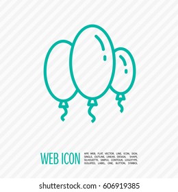 Balloons isolated single linear icon for websites and mobile minimalistic flat design.