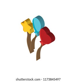 Balloons isometric left top view 3D icon