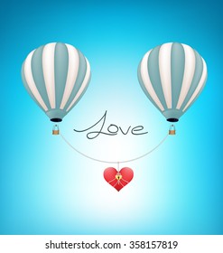 balloons Lift heart love valentine concept