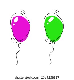 línea de arte de los globos. Idea para folletos, tarjetas de regalo, folleto, folleto.