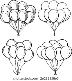 Balloons line art Vector Set Design 