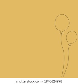Balloons line drawing, vector illustration