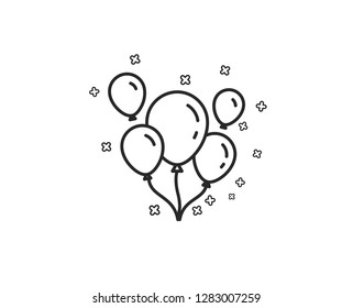 Balloons line icon. Amusement park or birthday party sign. Geometric shapes. Random cross elements. Linear Balloons icon design. Vector