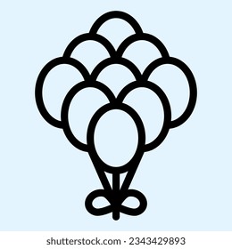 Balloons line icon. Cute nine helium gas balls. Wedding asset vector design concept, outline style pictogram on white use for and app. Eps 10.