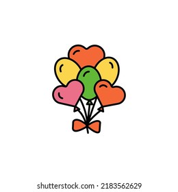icono de línea de globos. Elementos de iconos de ilustración de boda. Los signos, símbolos se pueden utilizar para web, logotipo, aplicación móvil, interfaz de usuario, UX