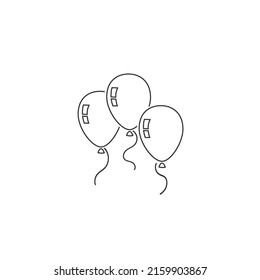 Balloons line icon isolated on white background. Vector flat sign