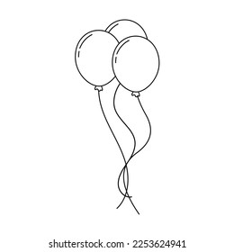 Balloons line icon isolated on white background. Vector illustration