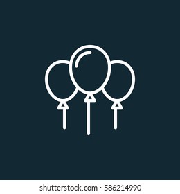 Balloons line icon, outline vector sign, linear white pictogram. Event decorations symbol, logo illustration