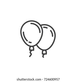 Balloons line icon, outline vector sign, linear style pictogram isolated on white. Symbol, logo illustration. Editable stroke