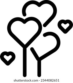 Balloons Line Icon - Single Icon, Vector