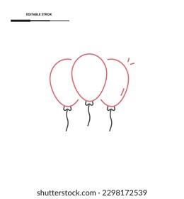 Diseño de vectores de iconos de línea de globos.