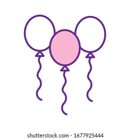 Balloons line style icon design, Party celebration entertainment holiday fun birthday decoration and joy theme Vector illustration
