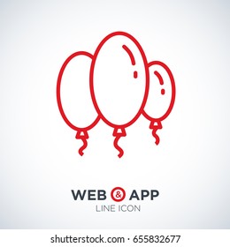 Balloons line vector icon